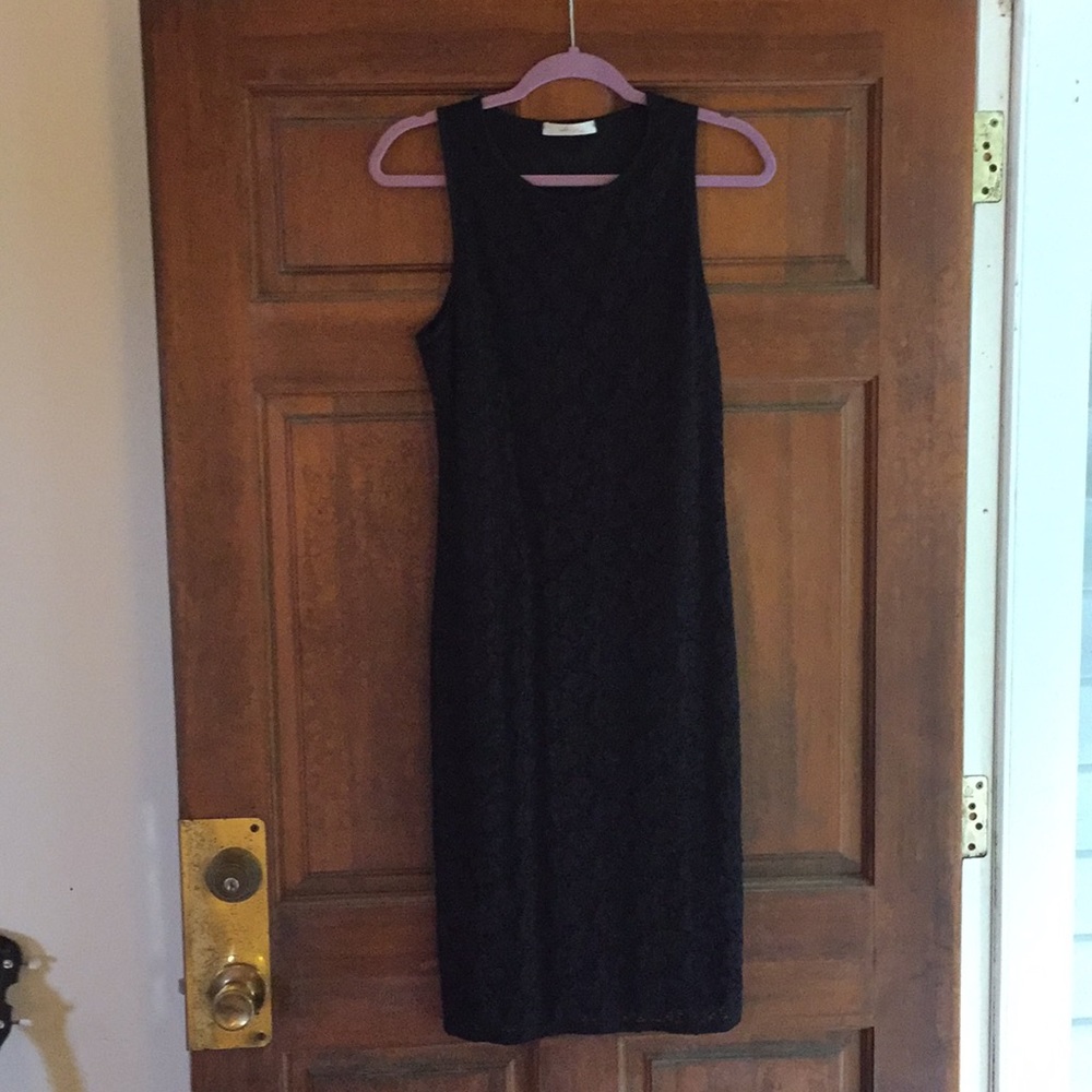 Black eyelet body con dress - size M